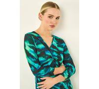 Roman Women's Petite Abstract Twist Front Dress in Green | Size: 18 Roman Green 18