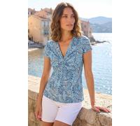 Roman Women's Petite Abstract Twist Front Stretch Top in Blue | Size: 18 Roman Blue 18