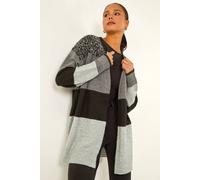 Roman Women's Petite Animal Block Knit Cardigan in Dark Grey | Size: 14 Roman Dark Grey 14