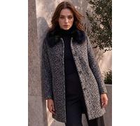 Roman Women's Petite Animal Faux Fur Coat in Grey | Size: 8