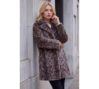 Roman Women's Petite Animal Faux Fur Coat in Taupe | Size: 14