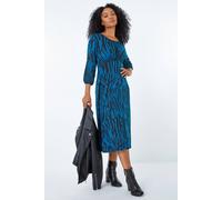 Roman Petite Gathered Chest Dress for Women UK Ladies Stretchy Fit & Flare Swing Tea A Line Skater Knee Length Long Sleeve Midi Smart Casual Work Going Out Party