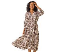 Roman Women's Petite Animal Print Midi Shirt Dress in Chocolate | Size: 10 Roman Chocolate 10