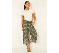 Roman Women's Petite Aztec Border Cropped Trouser in Khaki | Size: 10 Roman Khaki 10