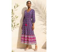 Roman Women's Petite Aztec Border Print Midi Dress in Navy | Size: 14 Roman Navy 14
