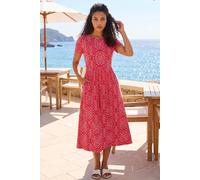 Roman Women's Petite Aztec Gathered Waist Midi Dress in Red | Size: 14