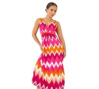 Petite Aztec Print V-Neck Maxi Dress Roman Fuchsia 16