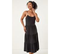 Petite Bead Trim Strappy Tiered Dress Roman Black 18