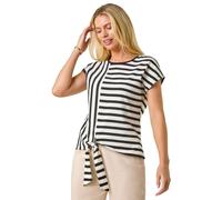 Petite Block Striped Tie Side Top Roman Black 14