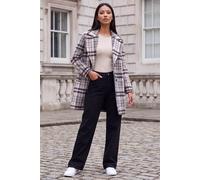 Roman Women's Petite Boucle Check Coat in Light Pink | Size: 16