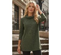 Petite Brushed Knit Wrap Top Roman Khaki 14