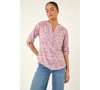 Roman Women's Petite Burnout Print Button Shirt in Pink | Size: 10 Roman Pink 10