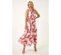 Roman Women's Petite Butterfly Halterneck Dress in Pink | Size: 14 Roman Pink 14