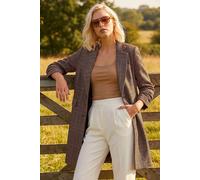 Roman Women's Petite Button Check Coat in Brown | Size: 16