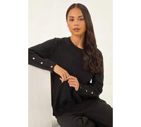 Petite Button Cuff Knit Jumper Roman Black 18