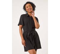 Roman Women's Petite Button Front Tie Playsuit in Black | Size: 16 Roman Black 16