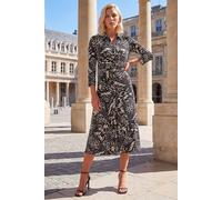 Roman Women's Petite Button Ruched Dress in Black | Size: 16