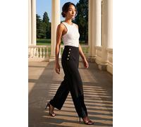 Roman Women's Petite Button Side Trousers in Black | Size: 18 Roman Black 18