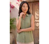 Roman Women's Petite Button Up Front Blouse in Khaki | Size: 16 Roman Khaki 16