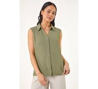 Roman Women's Petite Button Up Front Blouse in Khaki | Size: 18 Roman Khaki 18