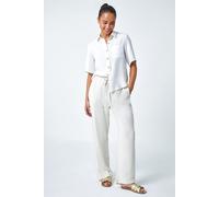 Roman Petite Button Up Pocket Shirt for Women UK - Ladies Spring Everyday Summer Break Short Sleeve Soft Collar Neckline Comfy Lightweight Cool Blouse Vacation Tops - Petite White - Size 18