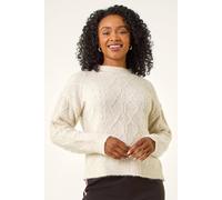 Roman Women's Petite Cable Knit Jumper in Beige | Size: 16