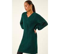 Roman Women's Petite Cable Knit Shift Dress in Dark Green | Size: 10