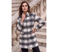 Roman Women's Petite Check Button Coat in Stone | Size: 16