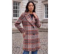 Roman Women's Petite Check Single Breasted Coat in Orange | Size: 18