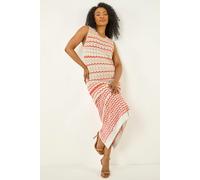 Roman Women's Petite Chevron Knitted Midi Dress in Coral | Size: 18 Roman Coral 18