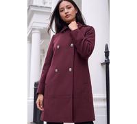 Roman Women's Petite Collar Double Breasted Coat in Burgundy | Size: 12