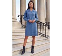 Roman Women's Petite Collared Knit Shift Dress in Blue | Size: 18