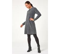 Roman Women's Petite Collared Knit Shift Dress in Grey | Size: 16 Roman Grey 16