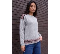 Roman Women's Petite Contrast Animal Hem Jumper in Grey | Size: 10