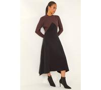 Roman Women's Petite Contrast Knit Midi Dress in Black | Size: 18
