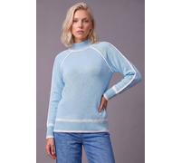 Roman Women's Petite Contrast Ribbed Knit Jumper in Blue | Size: 10
