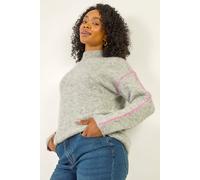 Petite Contrast Stitch Knit Jumper Roman Grey 16
