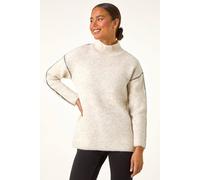 Roman Women's Petite Contrast Stitch Knit Jumper in Natural | Size: 18