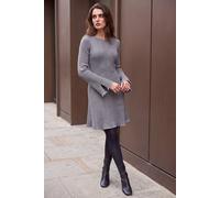 Roman Women's Petite Contrast Trim Knit Dress in Grey | Size: 14 Roman Grey 14