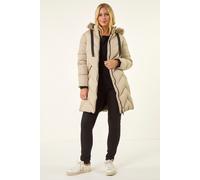 Roman Petite Contrast Zip Puffer Coat In Ivory Ivory 16