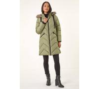 Petite Contrast Zip Puffer Coat Roman Khaki 16