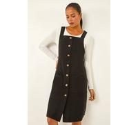 Roman Petite Corduroy Pinafore Dress In Black Black 10
