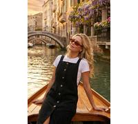 Roman Women's Petite Corduroy Pinafore Dress in Black | Size: 12