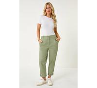 Roman Women's Petite Cotton Blend Stretch Chino Trousers in Khaki | Size: 14 Roman Khaki 14