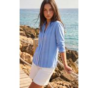 Roman Women's Petite Cotton Lace Trim Blouse in Blue | Size: 18