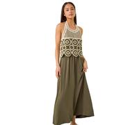 Petite Crochet Contrast Maxi Dress Roman Khaki 18