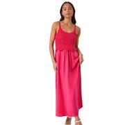 Roman Petite Crochet Contrast Midi Dress for Women UK - Ladies Spring Everyday Summer Holiday V-Neckline Comfy Sleeveless Soft Fit & Flare Frock Day Out Gowns - Petite Cerise - Size 16