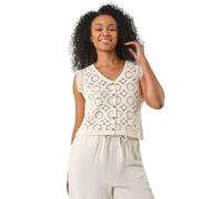 Petite Crochet Frill Sleeve Top Roman Natural L