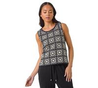 Petite Crochet Patchwork Top Roman Black M