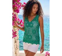 Roman Women's Petite Crochet Vest Top in Green | Size: Medium Roman Green M